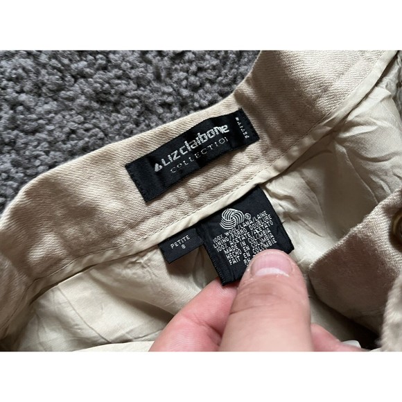Liz Claiborne Petite Collection Tweed Wool Pants 8 Beige Tan pleats - Picture 5 of 5